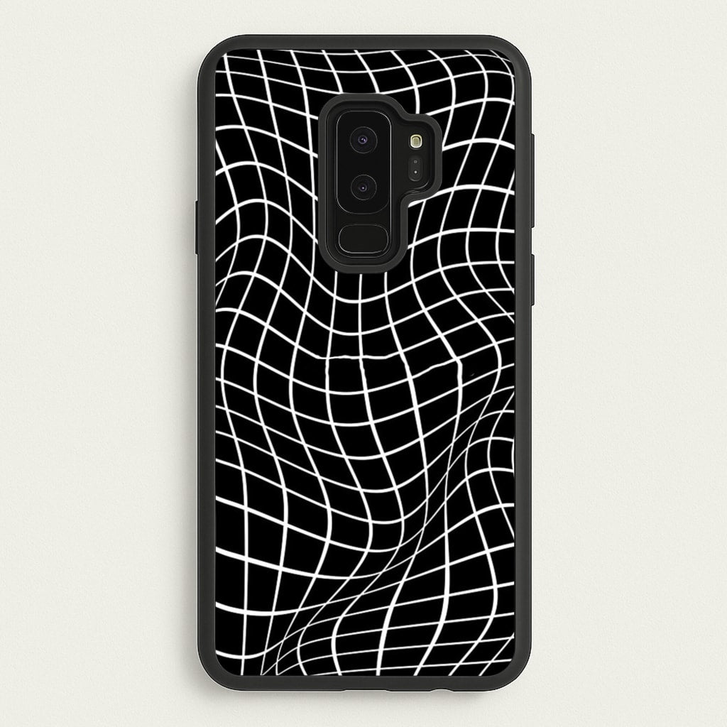 Black Wavy Grid Pattern - Phone Case for Galaxy S9 Plus