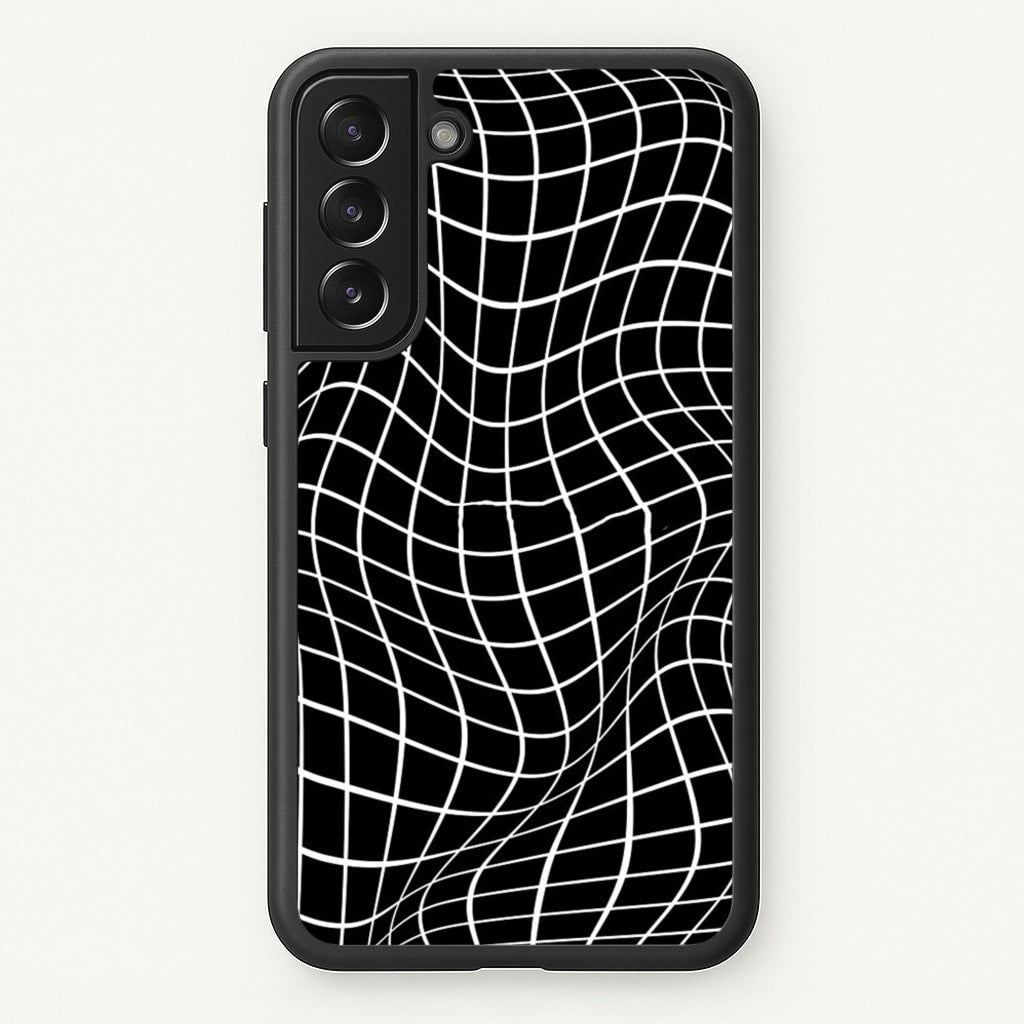 Black Wavy Grid Pattern - Phone Case for Galaxy S21