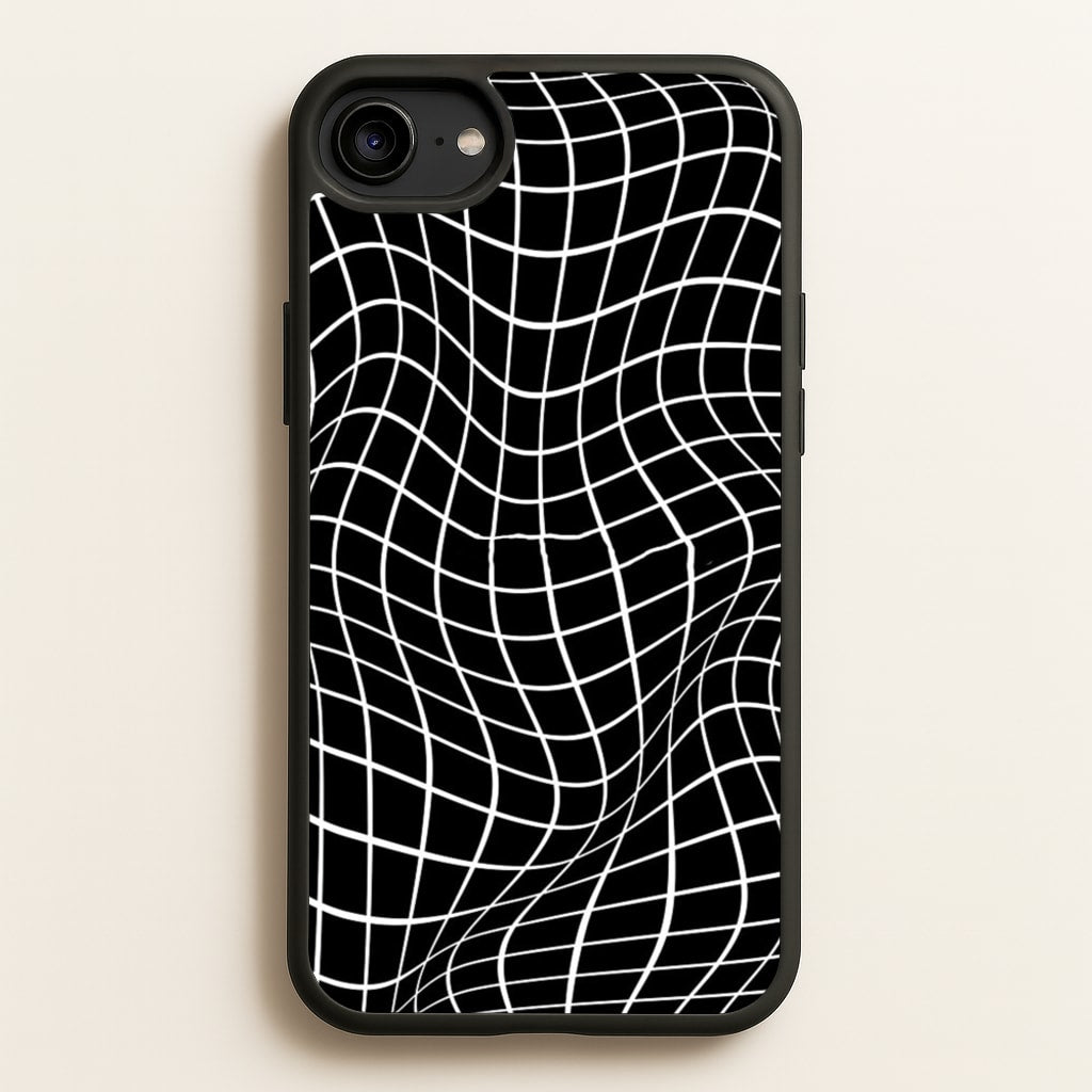 Black Wavy Grid Pattern - Phone Case for iPhone 6 / 7 / 8 / SE