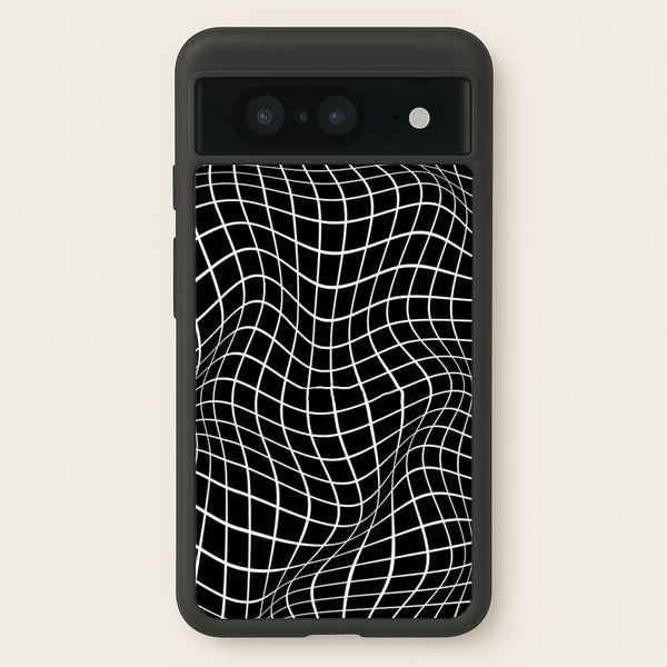 Black Wavy Grid Pattern - Phone Case for Google Pixel 8