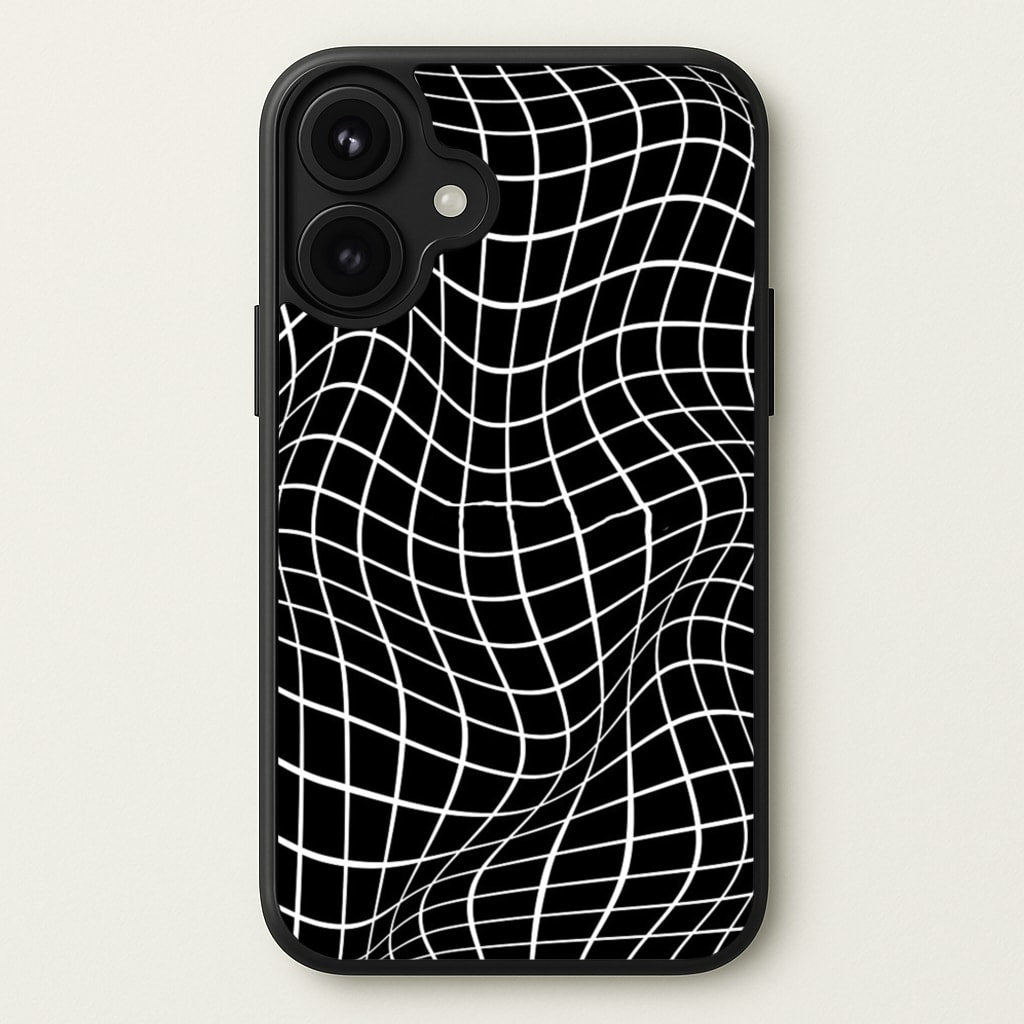 Black Wavy Grid Pattern Phone Case for iPhone 17