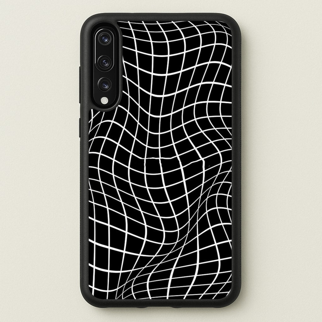 Black Wavy Grid Pattern - Phone Case for Huawei P20 Pro