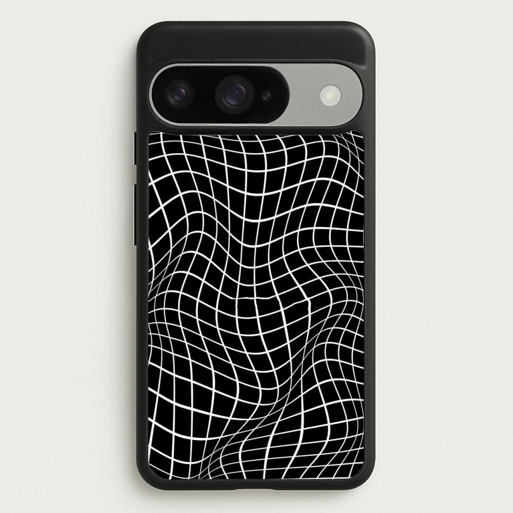 Black Wavy Grid Pattern Phone Case for Google Pixel 10 / 10 Pro