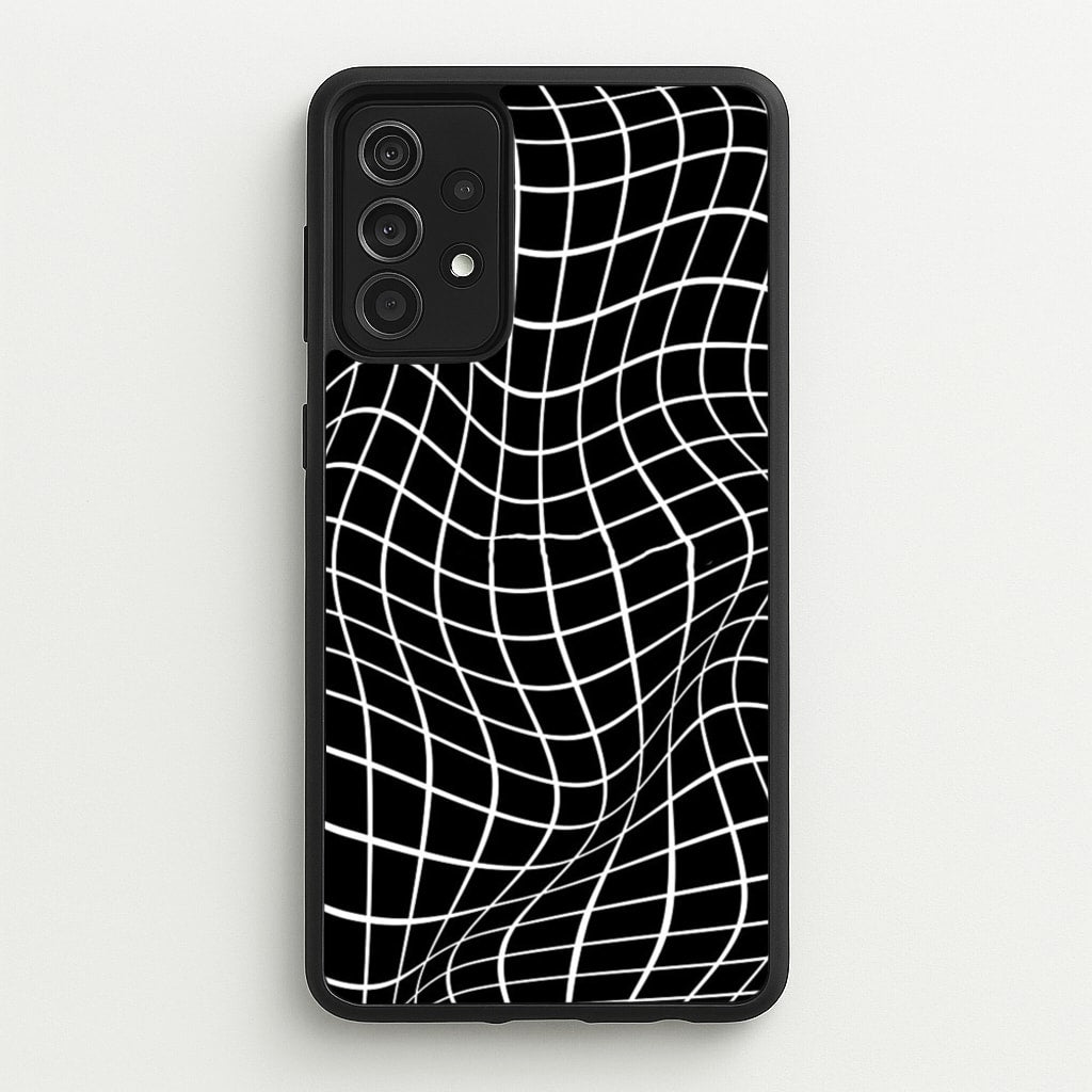 Black Wavy Grid Pattern - Phone Case for Galaxy A52 / A52s