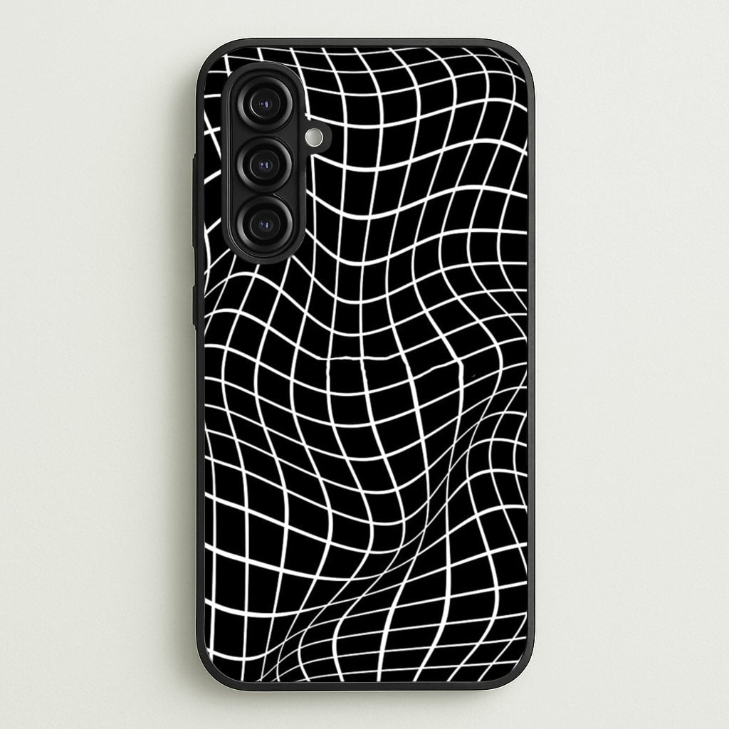 Black Wavy Grid Pattern - Phone Case for Galaxy A16
