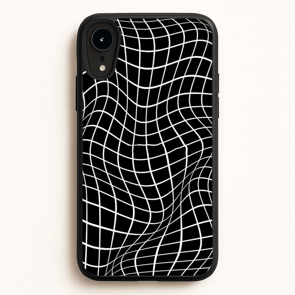 Black Wavy Grid Pattern - Phone Case for iPhone XR