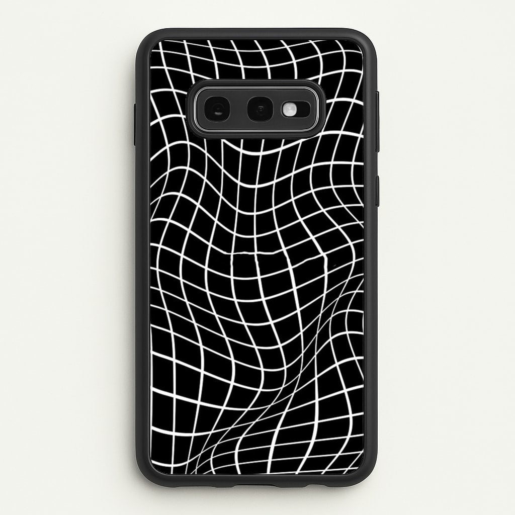 Black Wavy Grid Pattern - Phone Case for Galaxy S10e