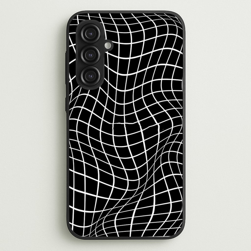 Black Wavy Grid Pattern - Phone Case for Galaxy S23FE