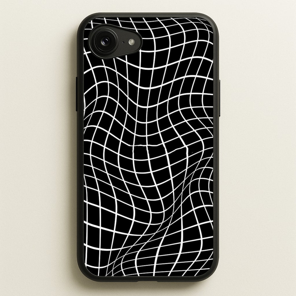 Black Wavy Grid Pattern - Phone Case for iPhone 16e