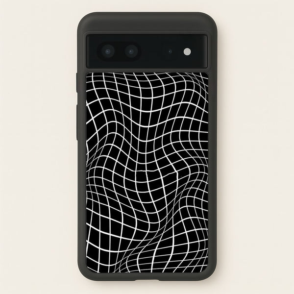 Black Wavy Grid Pattern - Phone Case for Google Pixel 7