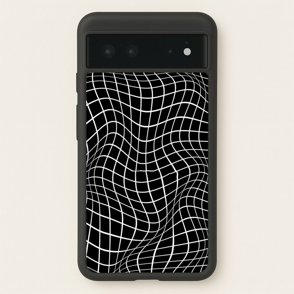 Black Wavy Grid Pattern - Phone Case for Google Pixel 6