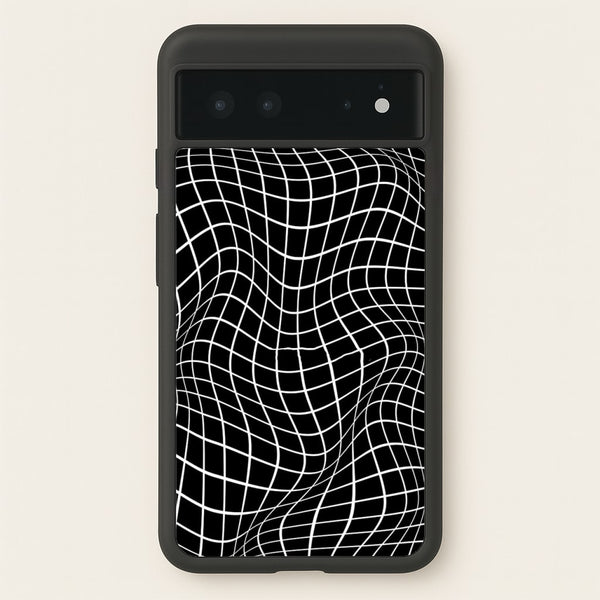 Black Wavy Grid Pattern - Phone Case for Google Pixel 6