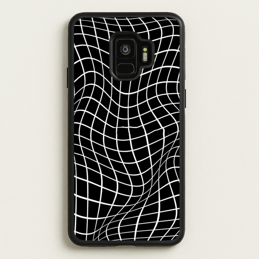 Black Wavy Grid Pattern - Phone Case for Galaxy S9
