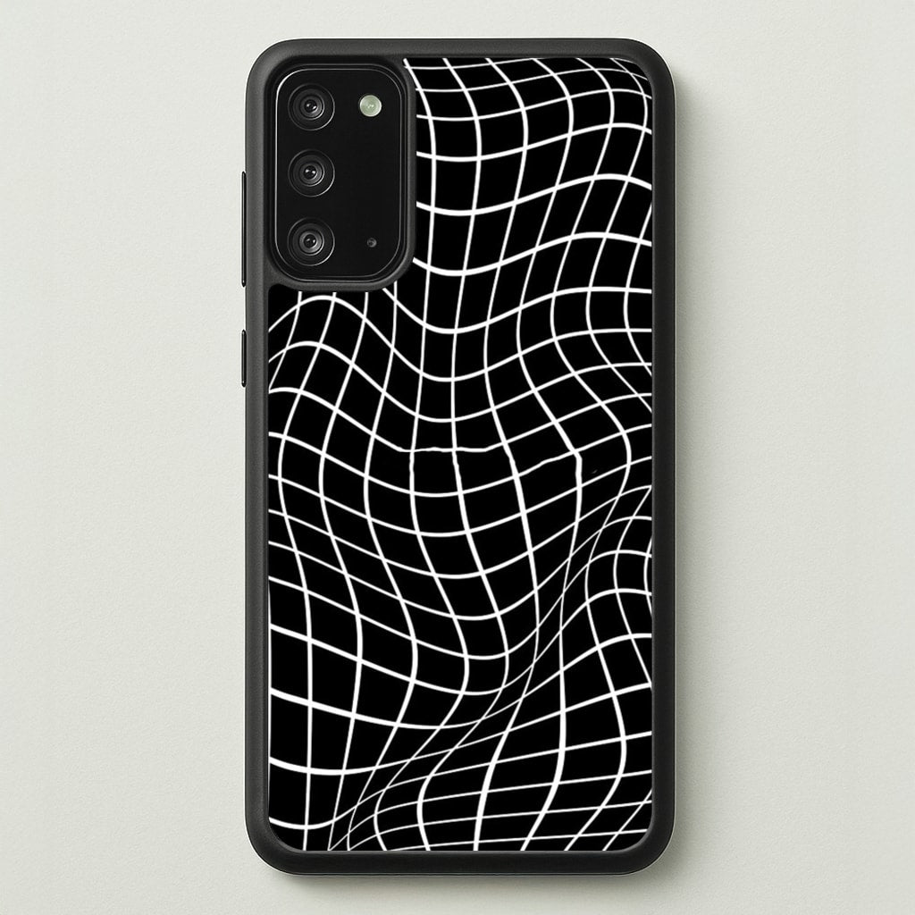 Black Wavy Grid Pattern - Phone Case for Galaxy Note 20