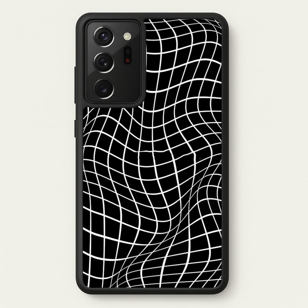 Black Wavy Grid Pattern - Phone Case for Galaxy Note 20 Ultra