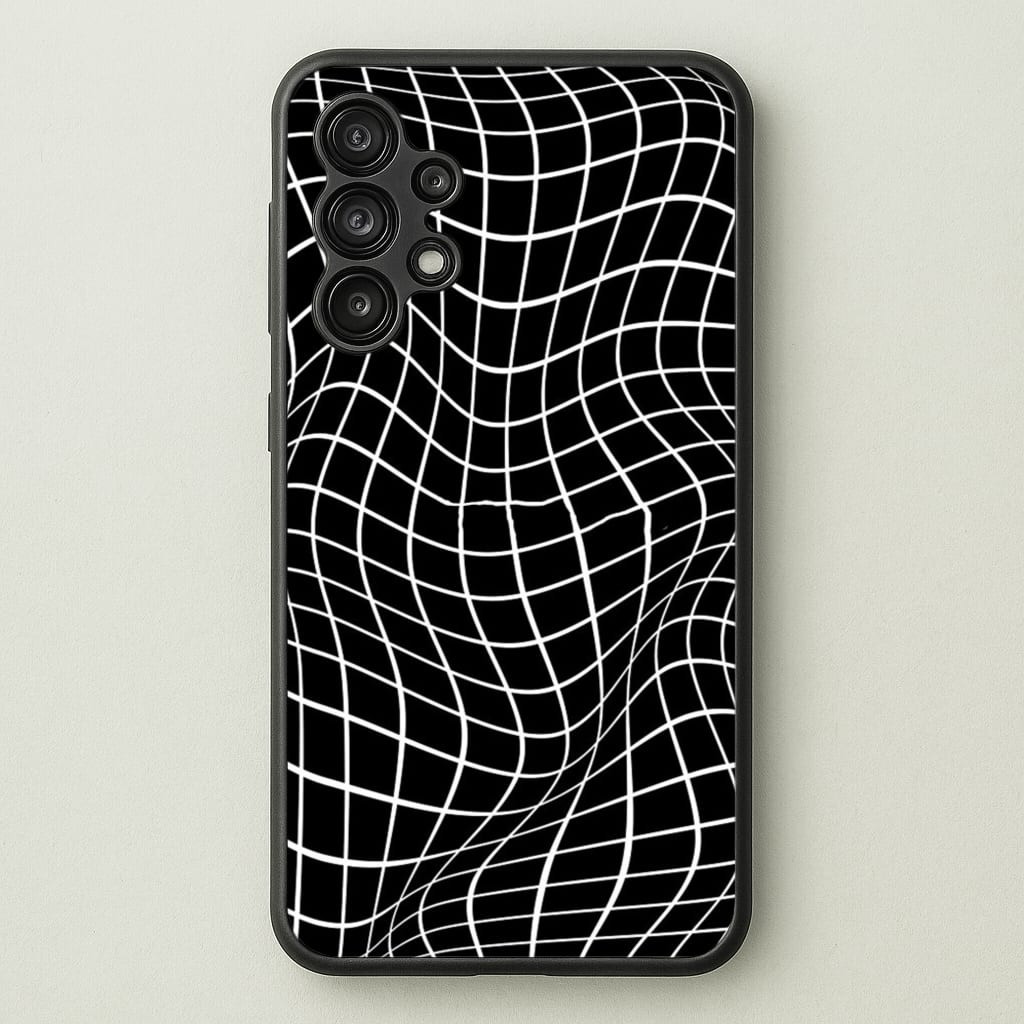 Black Wavy Grid Pattern - Phone Case for Galaxy A13