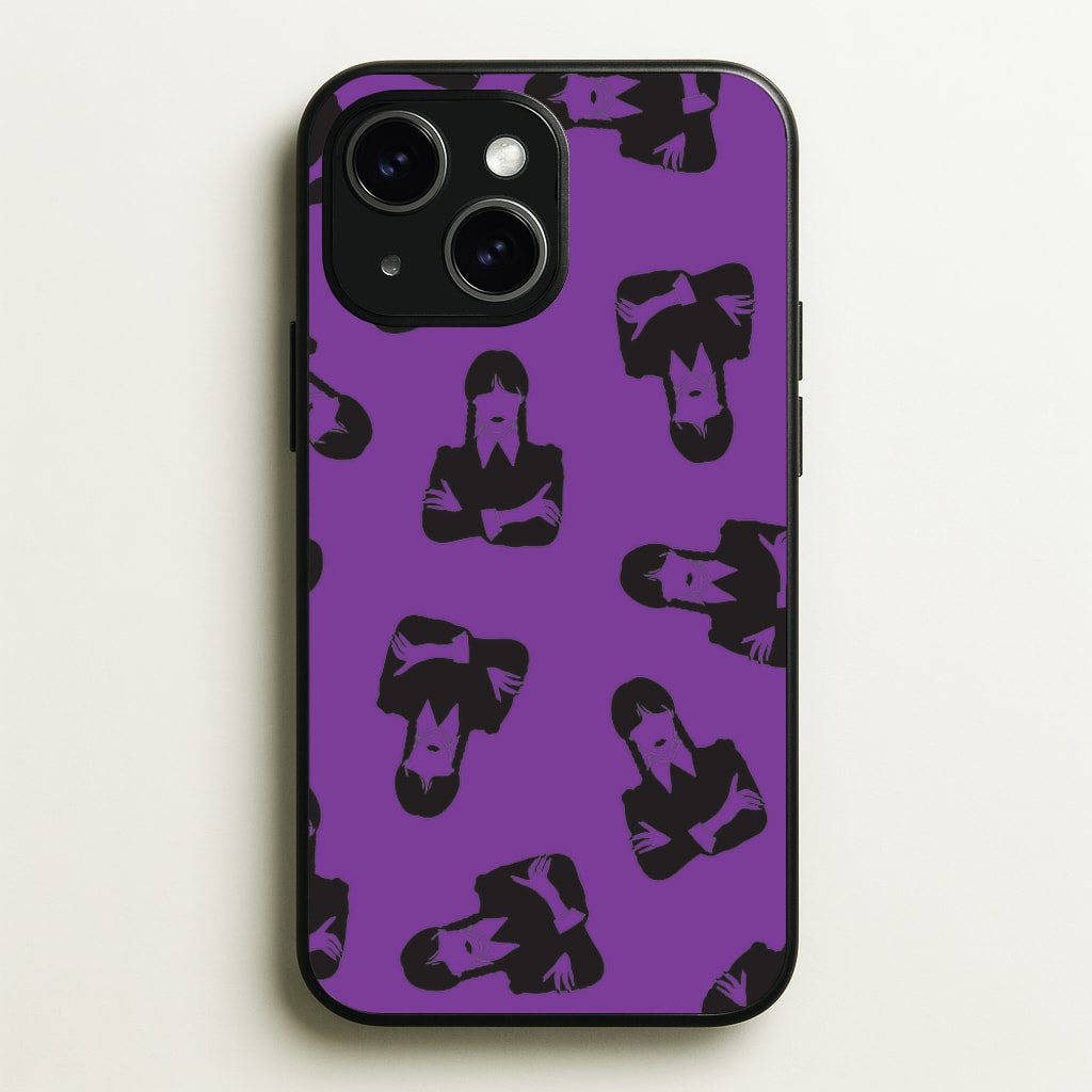 Addams Pattern - Wednesday Phone Case for iPhone 15