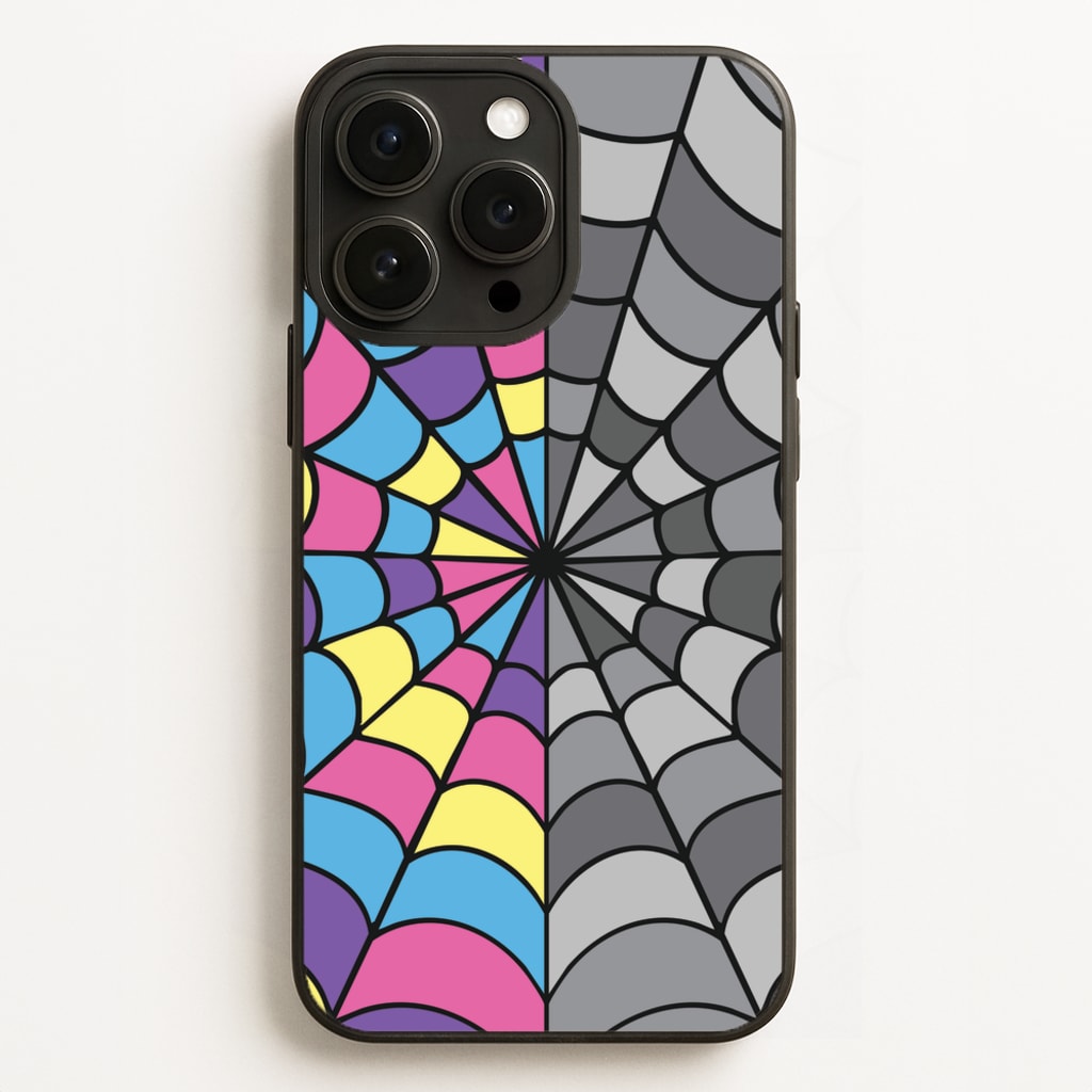 Colourful And Gray Spiderweb - Wednesday Phone Case for iPhone 16 Pro Max