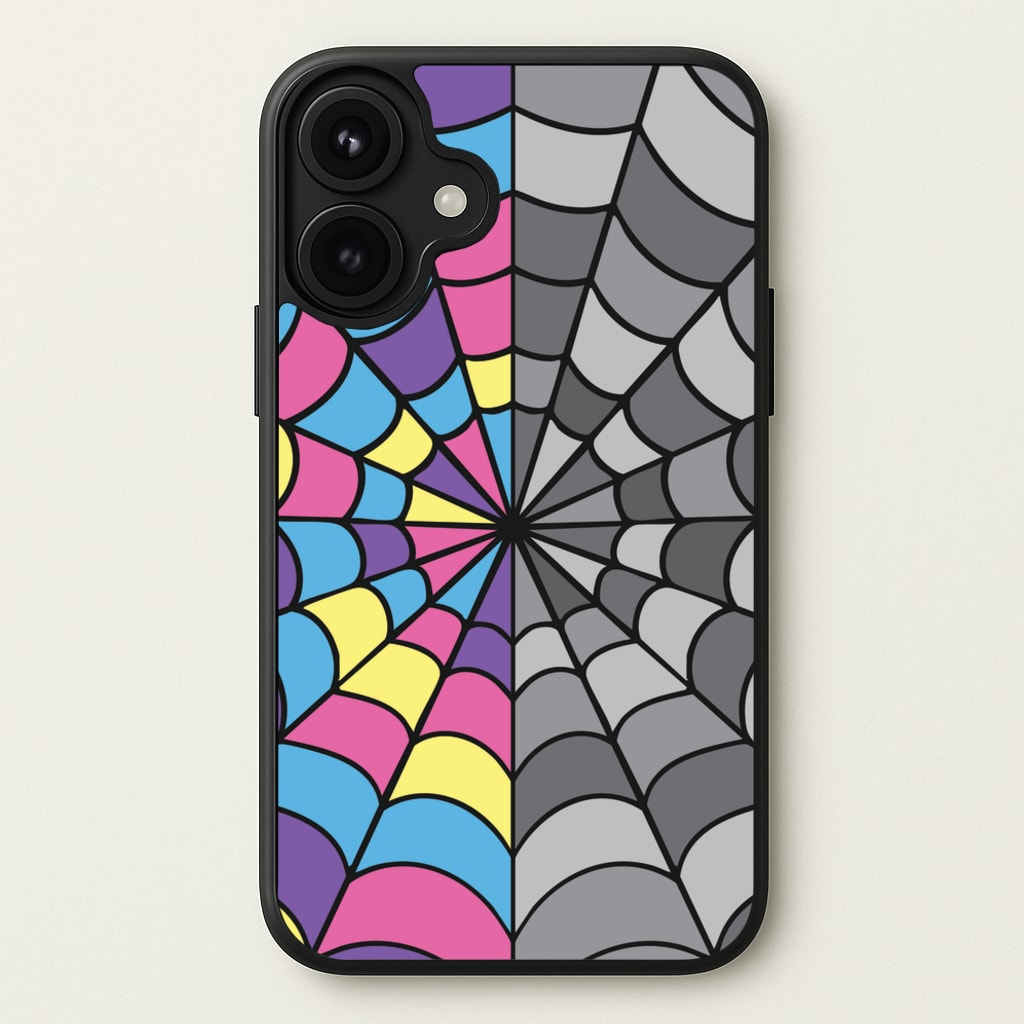 Colourful And Gray Spiderweb Phone Case for iPhone 17