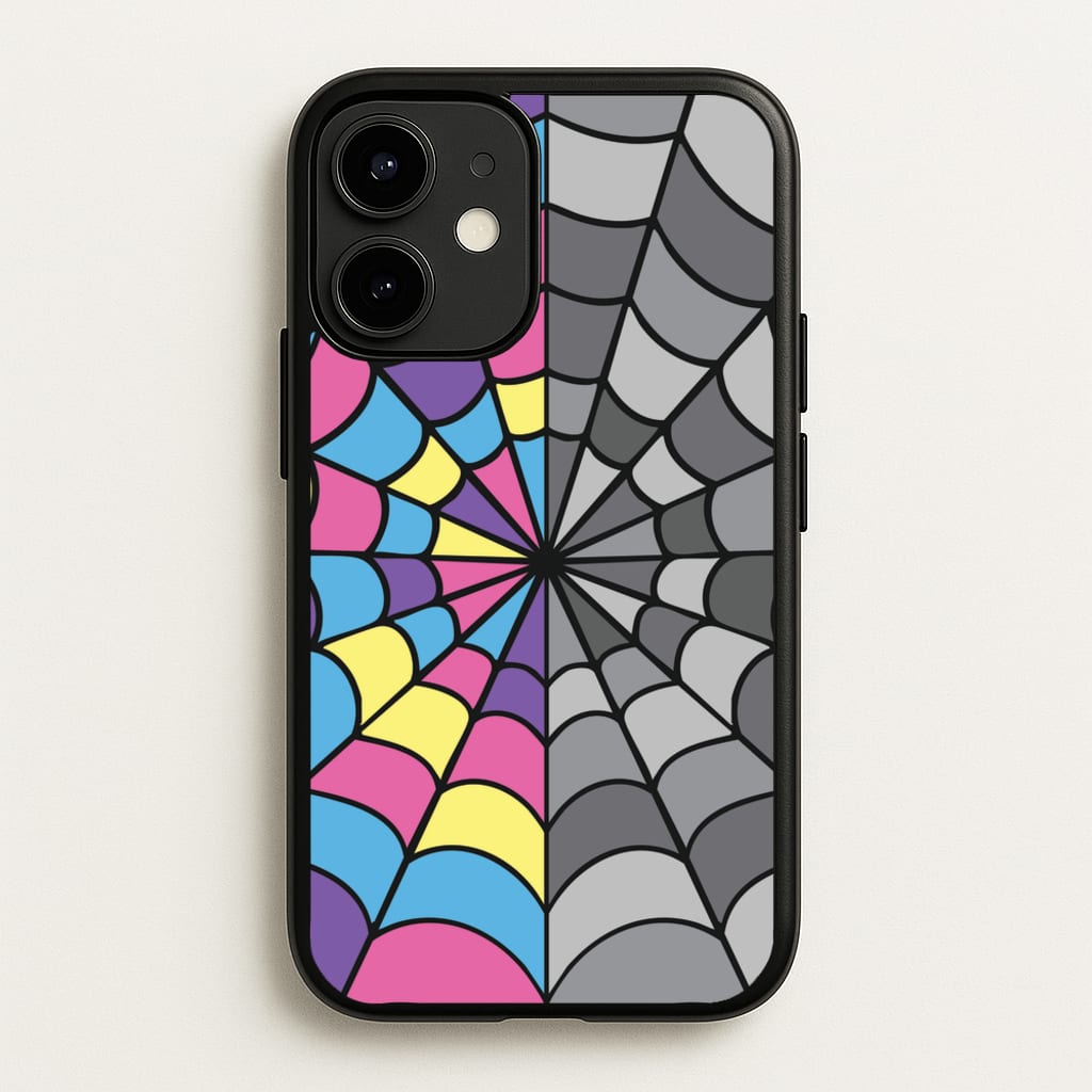 Colourful And Gray Spiderweb - Wednesday Phone Case for iPhone 12 / 12 Pro