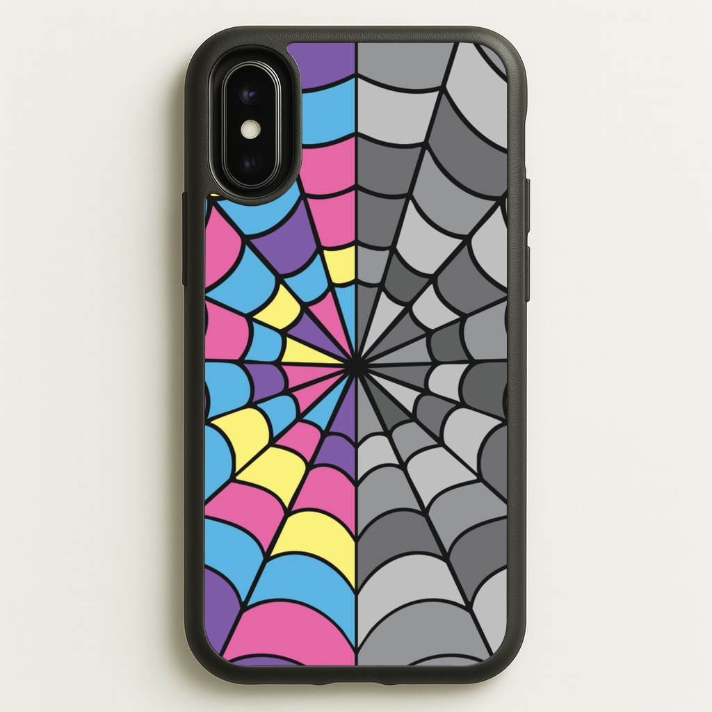 Colourful And Gray Spiderweb - Wednesday Phone Case for iPhone X / XS