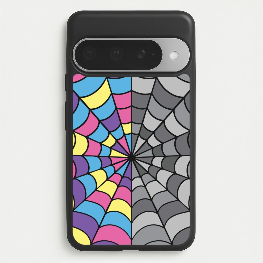 Colourful And Gray Spiderweb Phone Case for Google Pixel 10 Pro XL