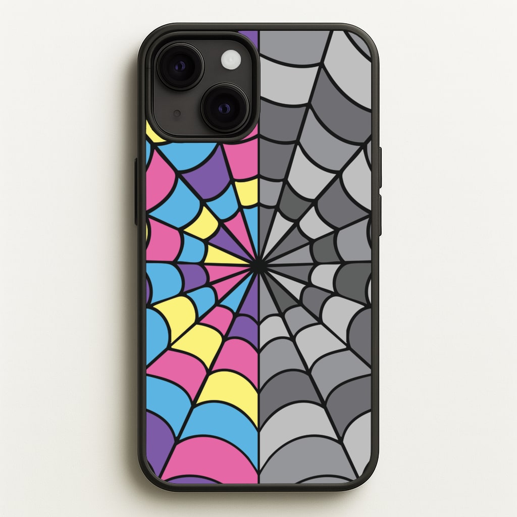 Colourful And Gray Spiderweb - Wednesday Phone Case for iPhone 13
