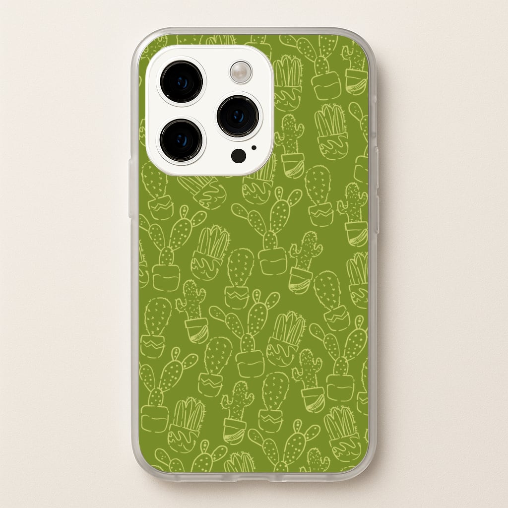 Green And Yellow Cacti - Western - Western Phone Case for iPhone 15 Pro