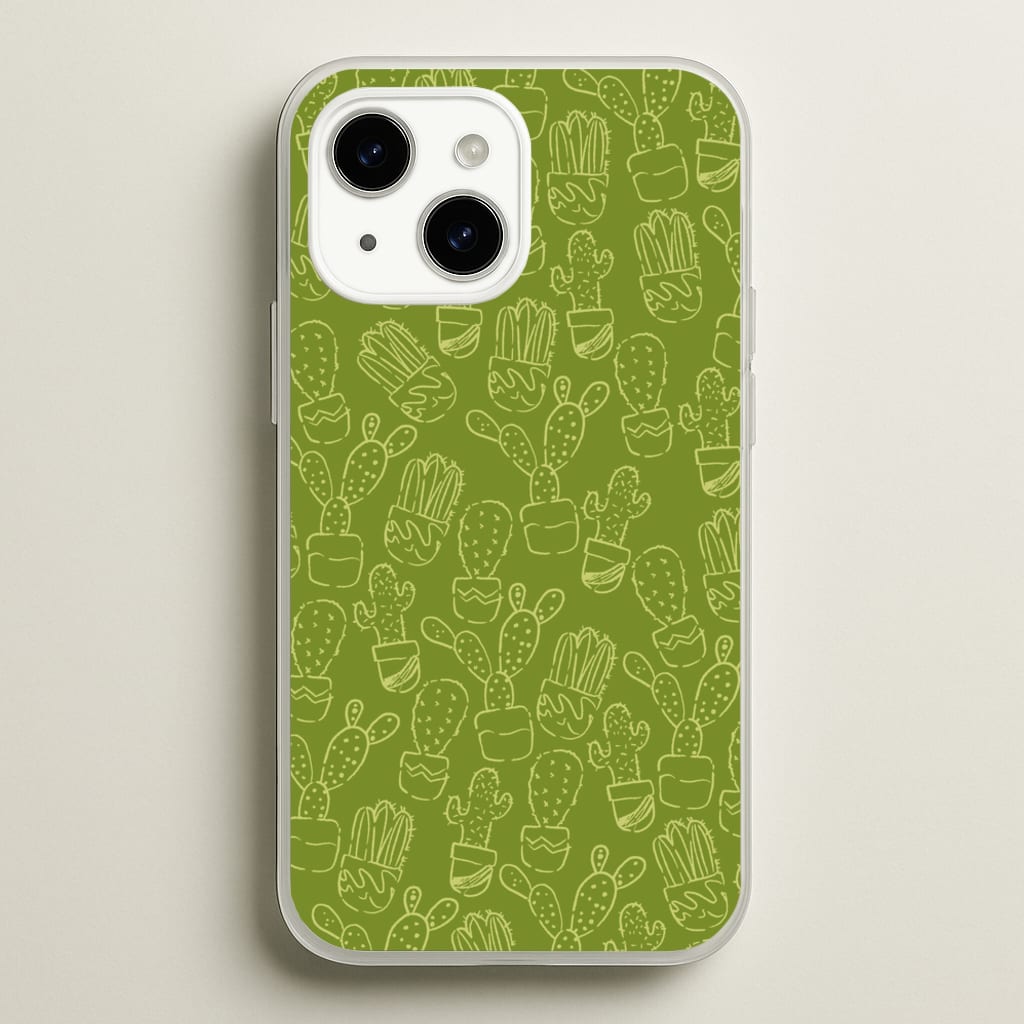Green And Yellow Cacti - Western - Western Phone Case for iPhone 15