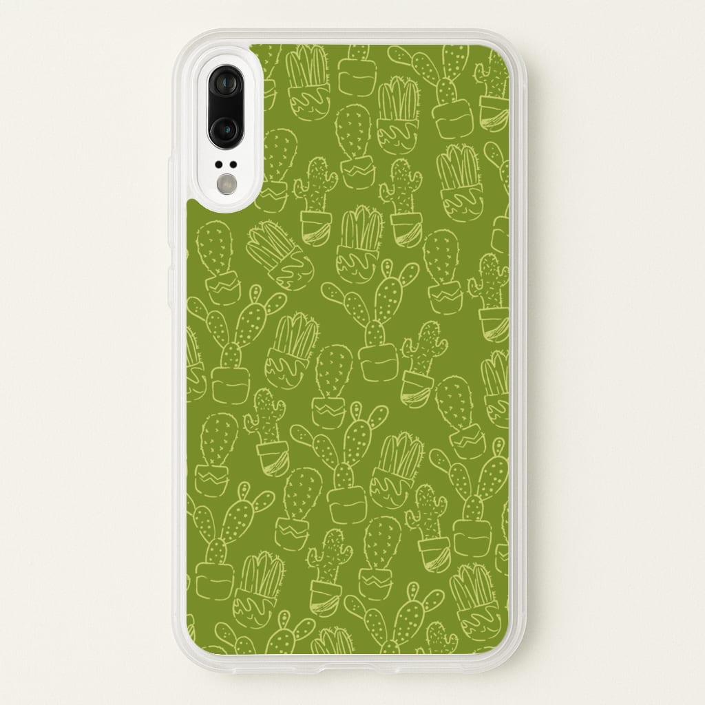 Green And Yellow Cacti - Western - Western Phone Case for Huawei P20