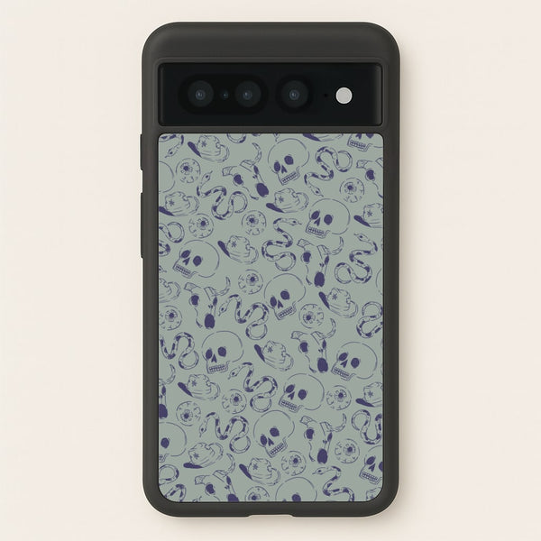 Blue Snakes And Skulls - Western - Western Phone Case for Google Pixel 7 Pro