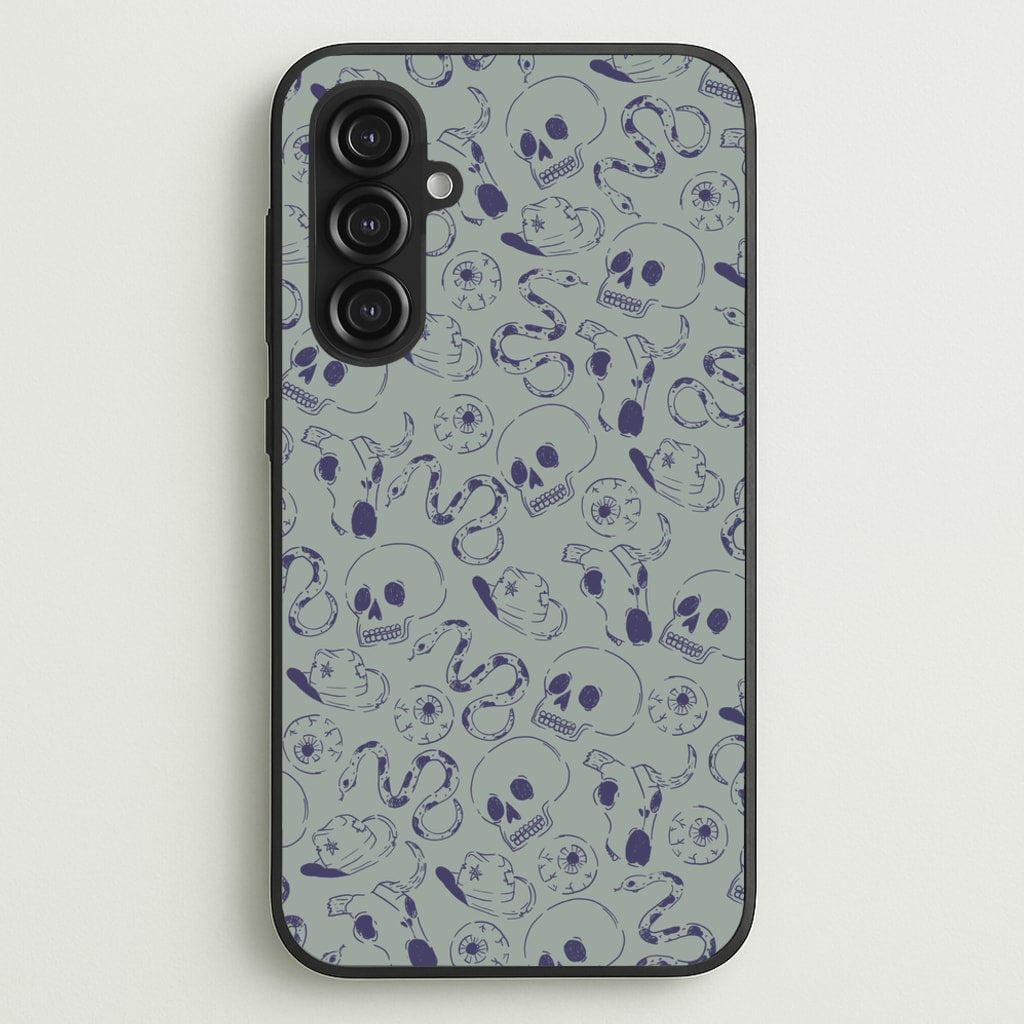 Blue Snakes And Skulls - Western - Western Phone Case for Galaxy S23FE