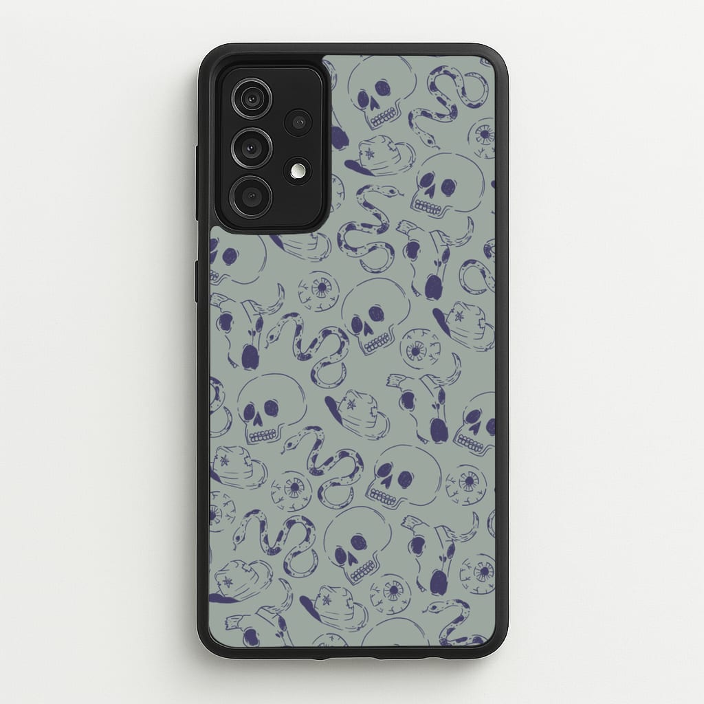 Blue Snakes And Skulls - Western - Western Phone Case for Galaxy A52 / A52s
