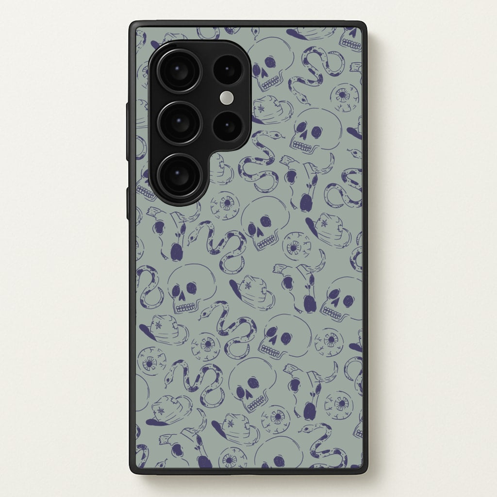 Blue Snakes And Skulls - Western - Western Phone Case for Galaxy S24 Ultra