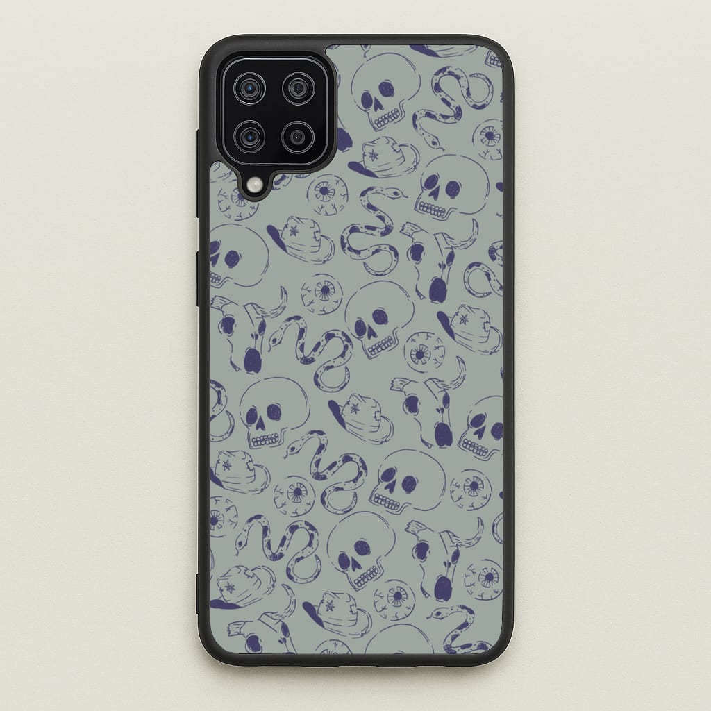 Blue Snakes And Skulls - Western - Western Phone Case for Galaxy A12