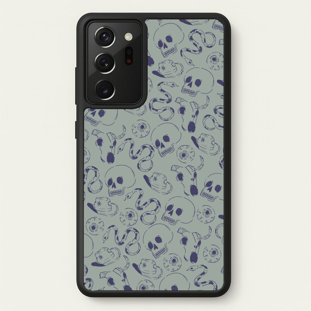 Blue Snakes And Skulls - Western - Western Phone Case for Galaxy Note 20 Ultra