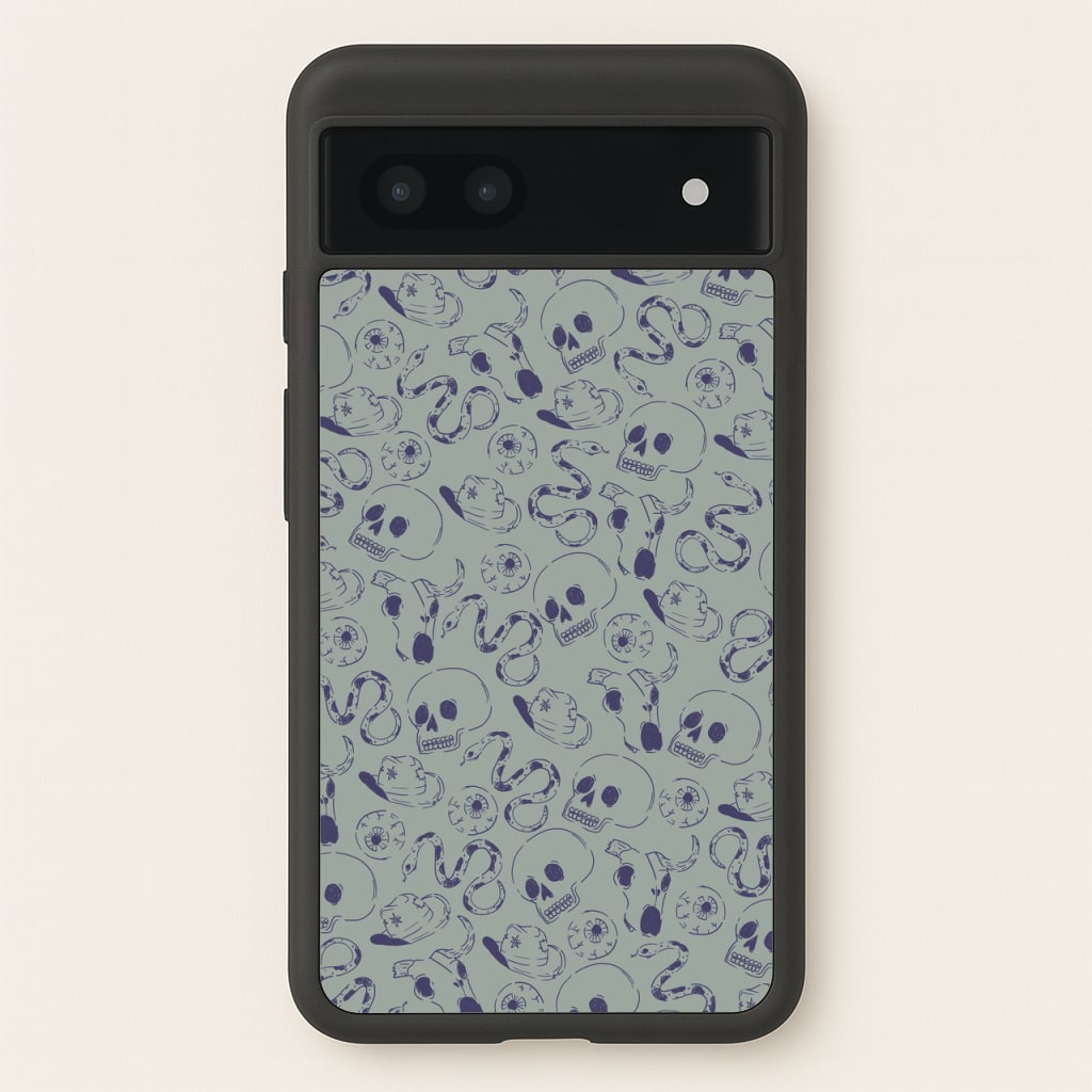 Blue Snakes And Skulls - Western - Western Phone Case for Google Pixel 7a