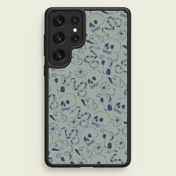 Blue Snakes And Skulls - Western - Western Phone Case for Galaxy S23 Ultra