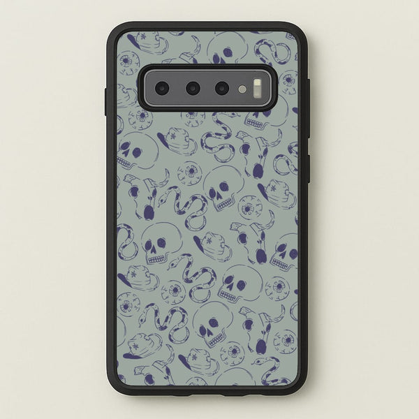 Blue Snakes And Skulls - Western - Western Phone Case for Galaxy S10 Plus