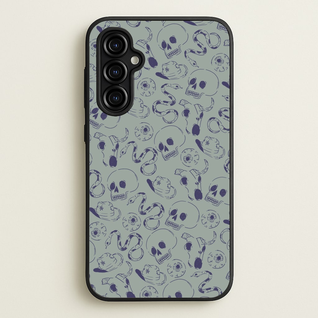 Blue Snakes And Skulls - Western - Western Phone Case for Galaxy A54