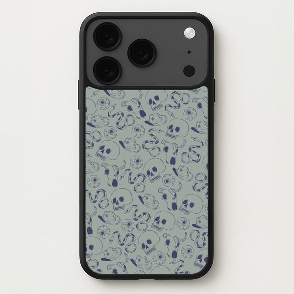 Blue Snakes And Skulls - Western Phone Case for iPhone 17 Pro Max