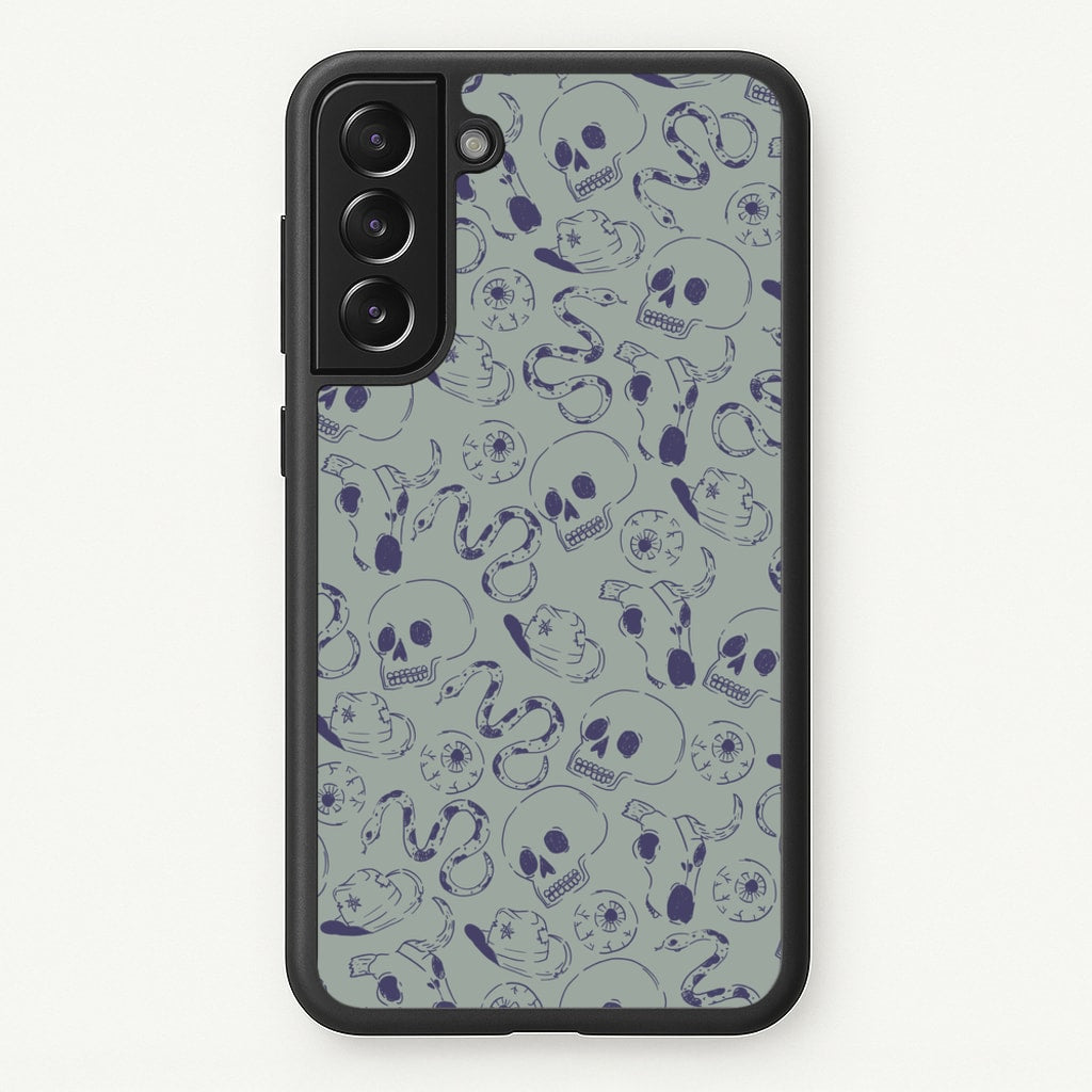 Blue Snakes And Skulls - Western - Western Phone Case for Galaxy S21FE