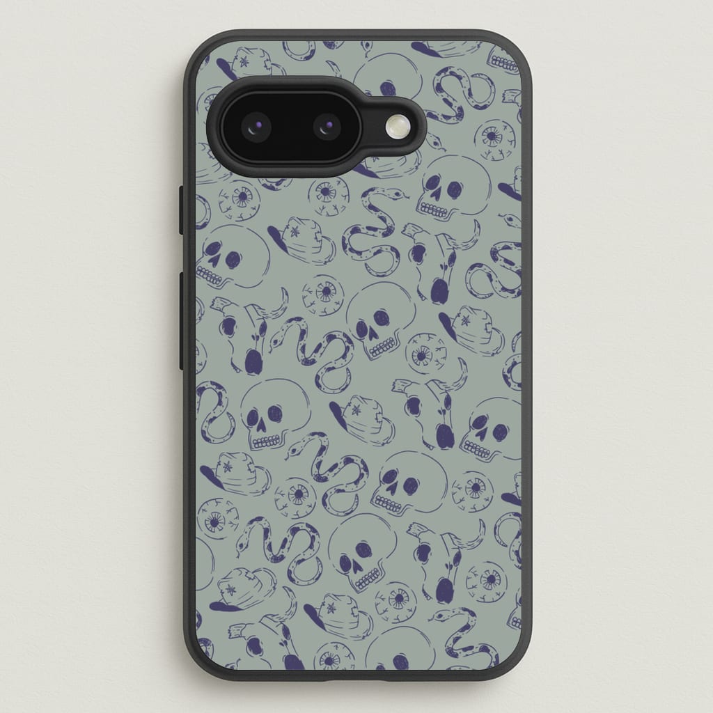 Blue Snakes And Skulls - Western - Western Phone Case for Google Pixel 9a