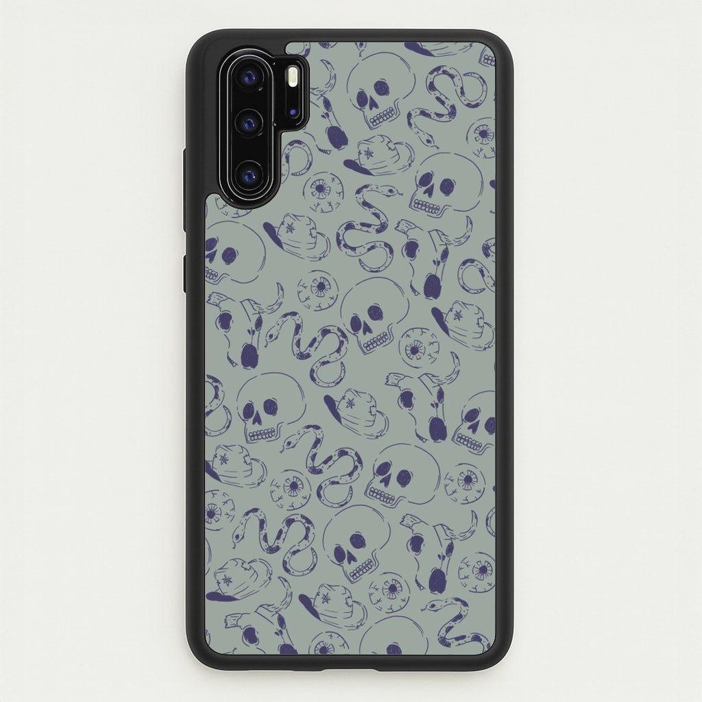 Blue Snakes And Skulls - Western - Western Phone Case for Huawei P30 Pro