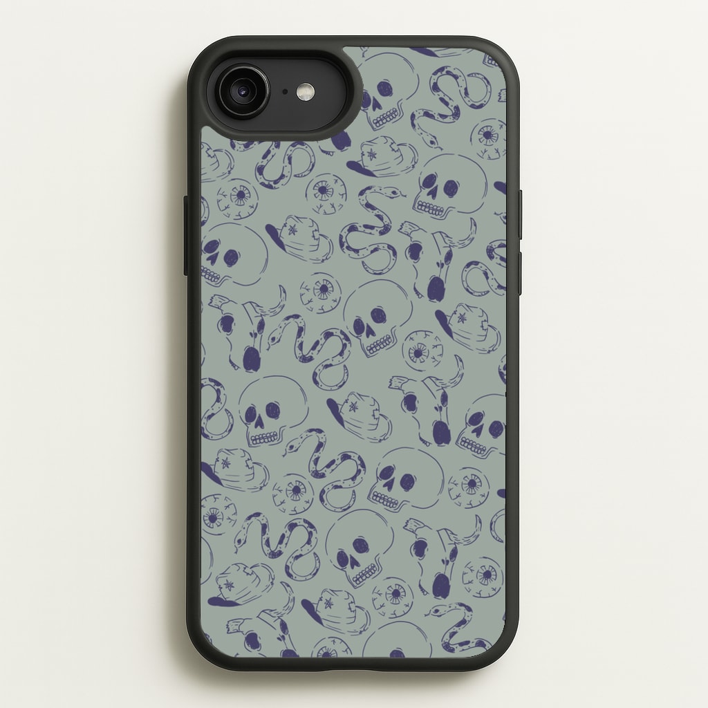 Blue Snakes And Skulls - Western - Western Phone Case for iPhone 6 Plus / 7 Plus / 8 Plus