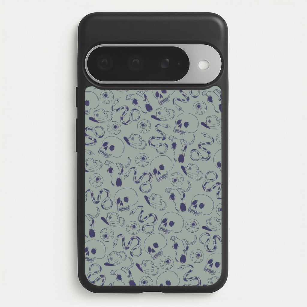 Blue Snakes And Skulls - Western Phone Case for Google Pixel 10 Pro XL