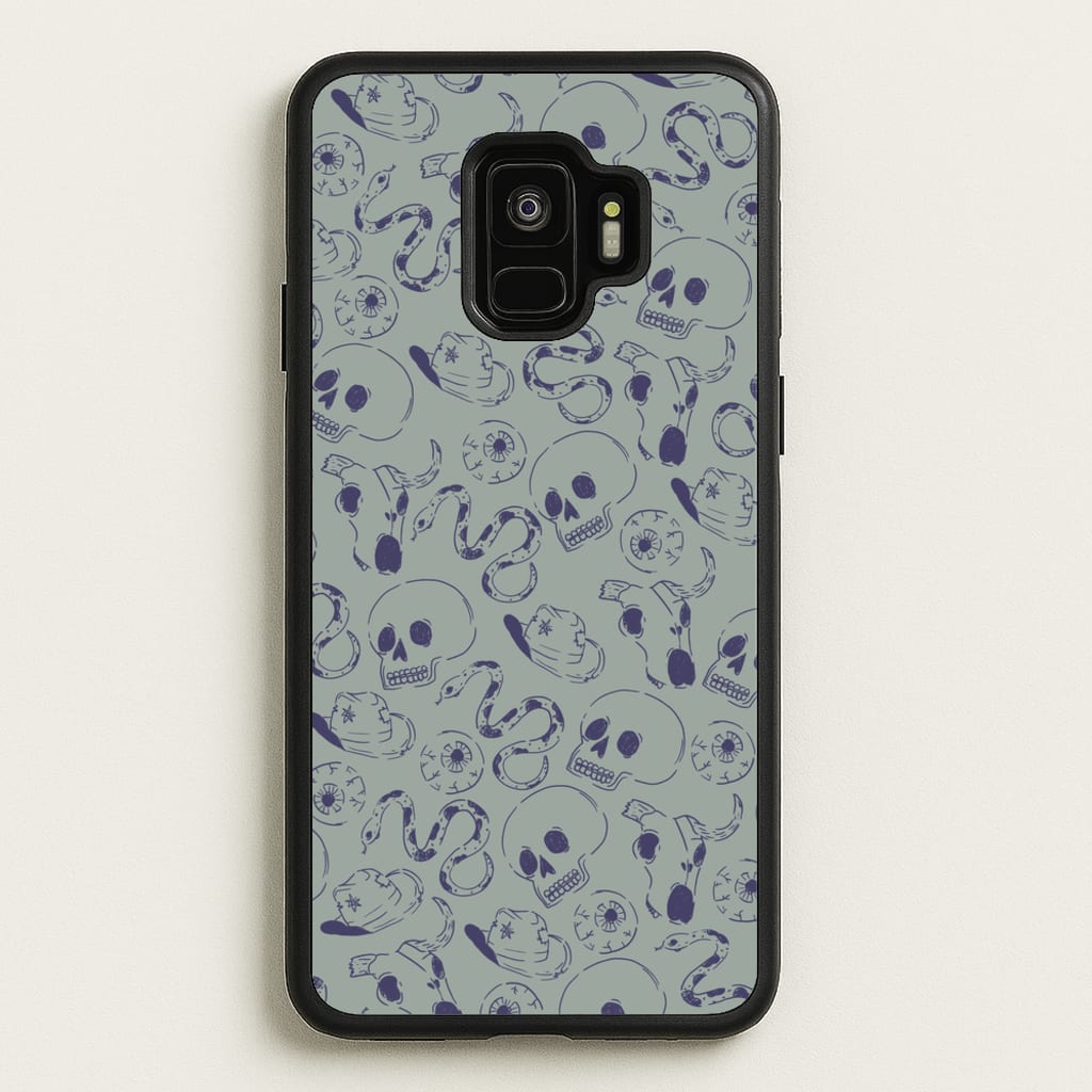 Blue Snakes And Skulls - Western - Western Phone Case for Galaxy S9