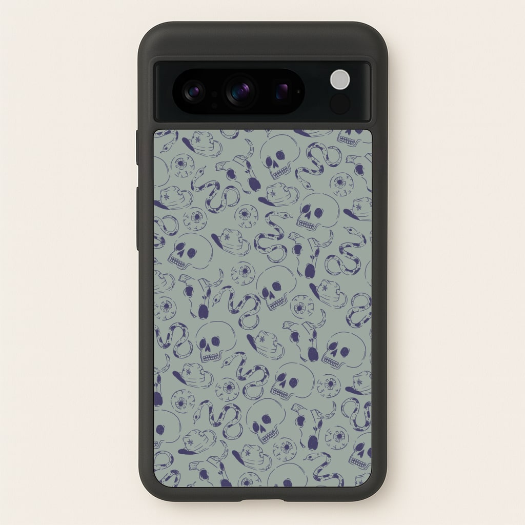 Blue Snakes And Skulls - Western - Western Phone Case for Google Pixel 8 Pro