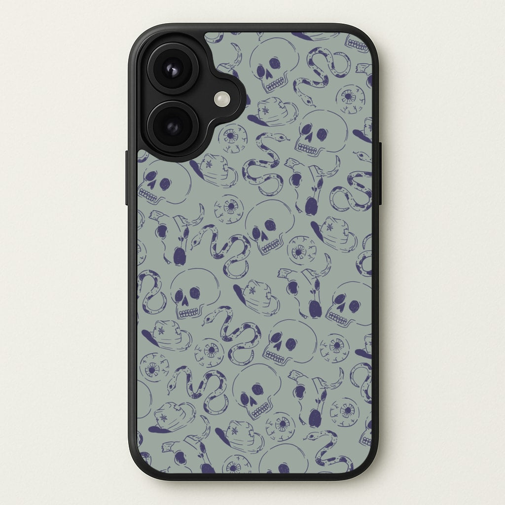Blue Snakes And Skulls - Western Phone Case for iPhone 17