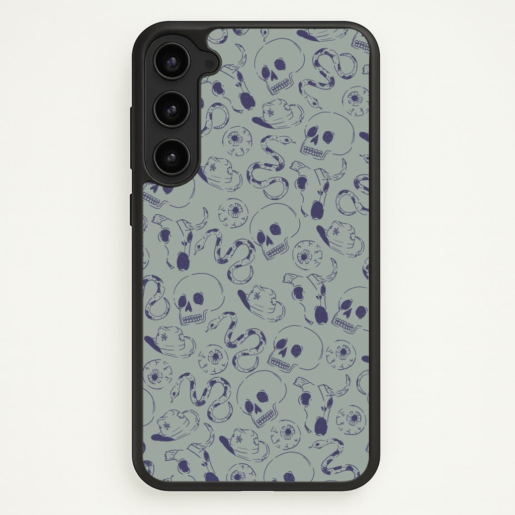 Blue Snakes And Skulls - Western - Western Phone Case for Galaxy S23